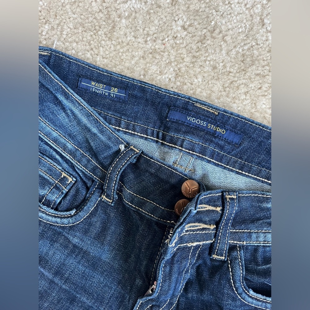 Vigoss Studio Dark Blue Distressed Denim Skinny Jeans